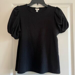 a new day Black Textured Puff Sleeve Blouse
